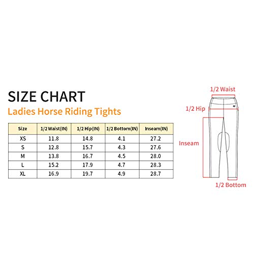 FitsT4 Women's Riding Tights Knee Patch Pull On Horse Riding Equestrian Schooling Tights Khaki M