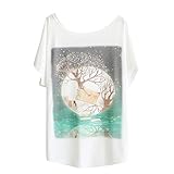 Haogo Women's Fantasy Wonderland Print Short Sleeve T-shirt Tops
