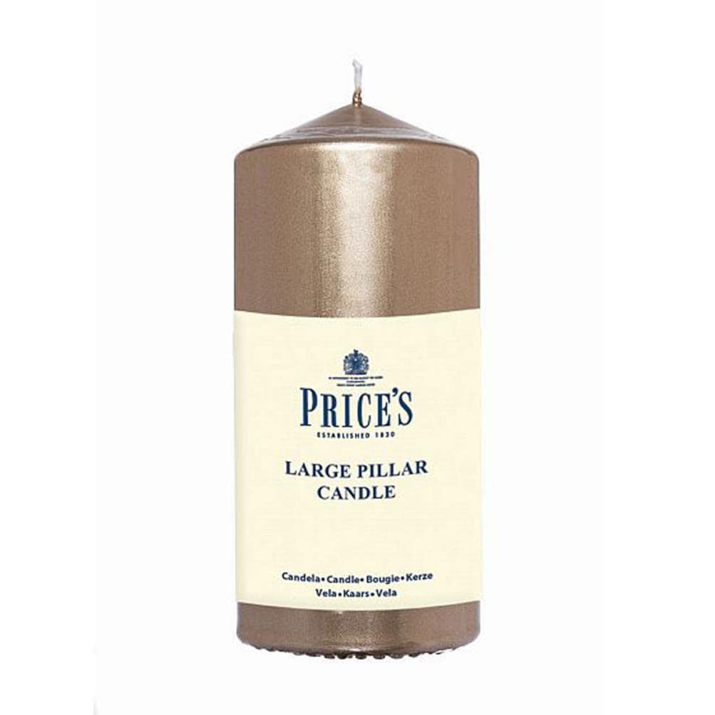 Price's Candles - 6" Metallic Pillar Candles - Gold - Smokeless Burn - Unscented - Slow Burning - Non-Drip - Multi-Purpose