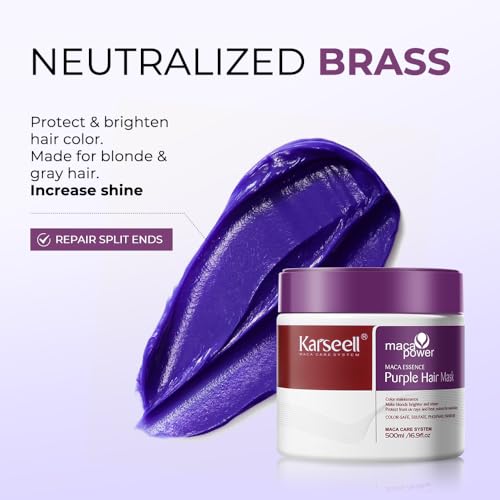 Karseell Purple Hair Mask Deep Conditioner Treatment - Toner for Blonde Platinum Silver Gray or Ash Colored Dry and Damaged Brassy Hair