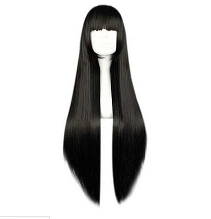 Cosplaza Women 80cm Straight Long Black Halloween Anime Cosplay