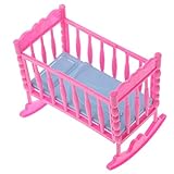 Dovewill Dolls Pink Baby Rocking Nursery Cradle Bed Bedroom FOR Barbie Dolls Dollhouse Furniture Accessory