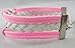 2pcs Vintage Silver Infinity Charm Bangle Blue Bright-pink Suede Best Friend Bracelet