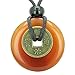 Antique Lucky Coin Evil Eye Protection Powers Carnelian 30mm Donut Pendant Necklace