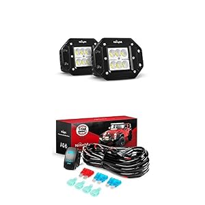 Image of Nilight 2PCS 18W Flood LED Work Light Flush Mount Off Road Led Lights With 12V 5Pin Rocker Switch 16AWG Wiring Harness Kit-2 Lead , 2 Years Warranty