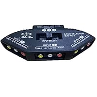 Yliquor Selector 3 Ports Video Game Switch Cable AV RCA for Nintendo Wii TV DVD New (Black)