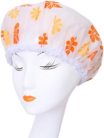 Mlotus Pack of 2 Ladies Elastic Reusable Waterproof Shower Cap for Bath Spa Transparent