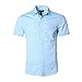 NUTEXROL Men's Regular-Fit Short-Sleeve Oxford Shirt Button Down Collar Dress Shirts Blue&green M