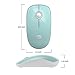 FD 2 Pack Wireless Mouse (Battery Included), V8 2.4G Slim Silent Travel Cordless Mouses Set Optical Mice Combo with Nano Receiver for Couples, Friends, Colleagues and Parents (Mint Green &White)