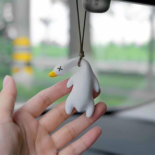 Funny Car Ornaments,On Swing Cars Pendant,Swing Duck Cute Car Decor Gift for Rear View Mirror,Truck Duck Accessories for Men,Dashboard Essentials for Women (A)