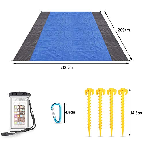 Fyore Stranddeken Zandbestendig Strand Mat Picknick Deken Camping Mat met 4 Vaste Nagels 4 zandzak, Waterdichte… - Image 3