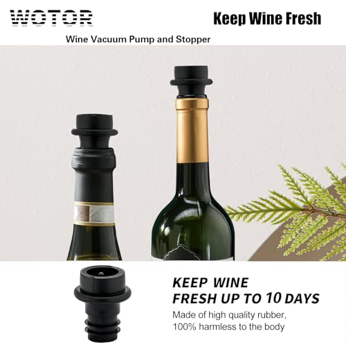 WOTOR Wine Saver Vacuum Pump with 4 Stoppers, Wine Preserver, Black photo 8