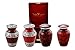 SOULURNS Small Keepsake Urns for Human Ashes – Set of 4 Elegant Ruby Red Mini Urns for Ashes with Silver Engraved Bands & Velvet Box – Memorial Cremation Urns for Adults, Men & Women