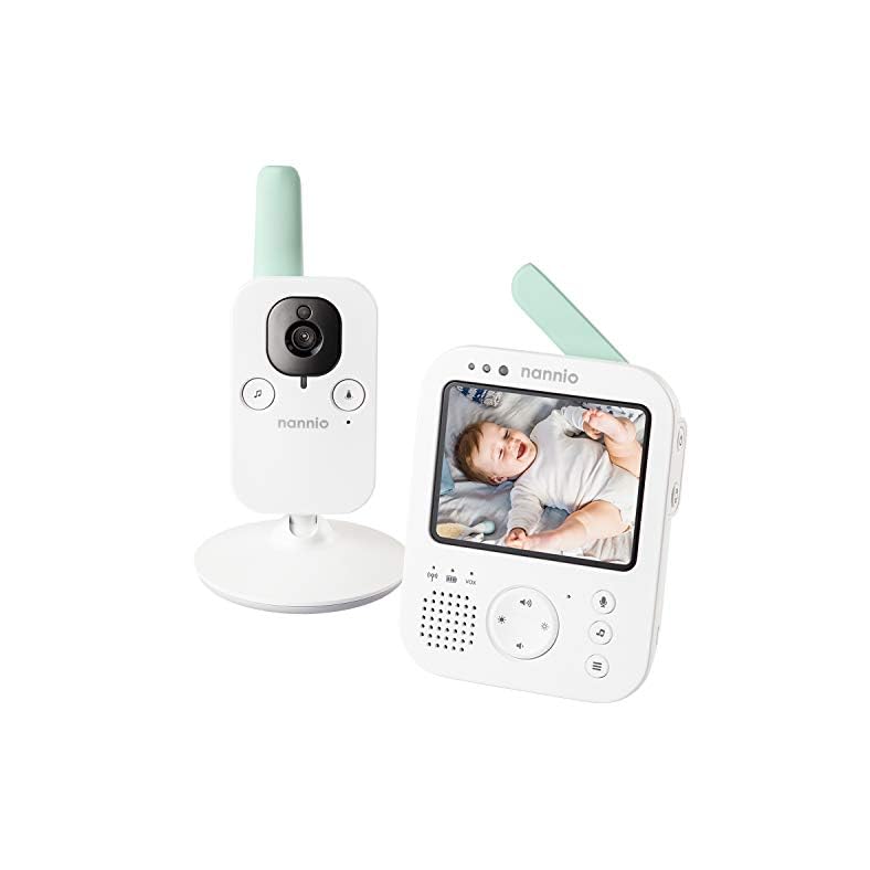 nannio Hero3 Video Baby Monitor with Night Light & Vibration Assistant, 3.5″ Baby Camera Monitor, Sound Activated, Lullaby, Room Temperature, Two-Way Audio, Newborns, Pets, Elderly, 2 Years Warranty