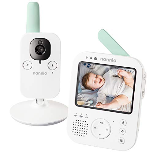 nannio Hero3 Video Baby Monitor with Night Light & Vibration Assistant, 3.5″ Baby Camera Monitor, Sound Activated, Lullaby, Room Temperature, Two-Way Audio, Newborns, Pets, Elderly, 2 Years Warranty