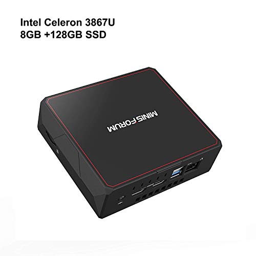 U300 Mini PC with 8GB RAM 128GB SSD, Intel Celeron 3867U Processor, HD Graphics 610, Dual HDMI Output, 2.5G+5G WiFi, BT 4.2, 1000M LAN, Support Windows 10 Pro, PXE Boot, Auto Power On, Intel Small PC