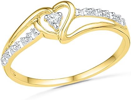 Lovely Promise Ring Featuring A Sparkling Heart In 10K Yellow Gold And A Diamond (0.03 CTTW)