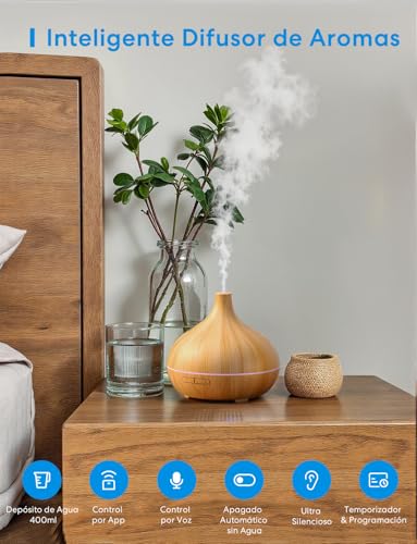 Meross Smart Aroma Diffuser with App Control, WiFi Humidifier Compatible with Apple Home, Alexa and Google Home, Programmable Function, Voice Control and Remote Control, 400ml