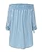 ZANZEA Women's Plus Size Off shoulder 3/4 Sleeve Loose Long Tops Blouse Shirt Azure US 14/ASIAN L