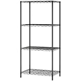MULSH 4-Tier Wire Shelving Metal Wire Shelf Storage Rack Durable Organizer Unit Perfect for Kitchen Garage Pantry Organization in Black,21" Wx14 Dx46.5 H