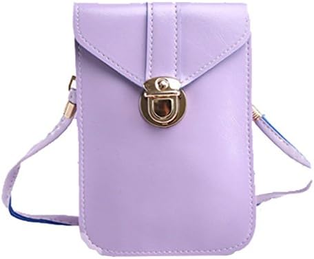 edfamily Women Leather Mini Handbags Crossbody Single Shoulder Bag Cellphone Pouch Purse(Purple Vertical)