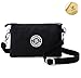 Tiny Chou Three Layers Zipper Purse Waterproof Nylon Wristlet Bag Cell Phone Pouch with Shoulder Strap