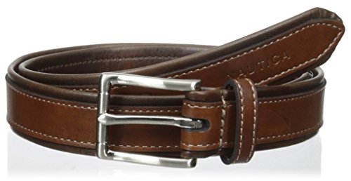 Nautica Boys' 25mm Tubular Belt with Leather Overlay, Brown, 30