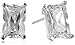 Amazon Collection Platinum Plated Sterling Silver Emerald-Cut Cubic Zirconia Studs (1.6 cttw)