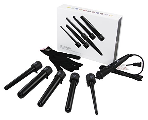 Herstyler 5 in 1 Curling Iron Set | Interchangeable Ceramic Curling Wand Set for Long Lasting Curls| Dual Voltage 5 in 1 Hair Curler Set with Two Temperature Settings | Sensational Charming Curls