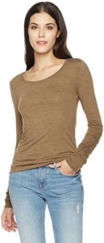 Painted Heart Women's Long Sleeve Knit Fitted Scoop Neck Tee Medium Olive