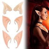 Sovinia Elf Ears Halloween Latex Props Anime Fairy Elf Earrings Accessories Vampire Cosplay Party Decoration Masquerade Gift Light Color (3 Pairs)