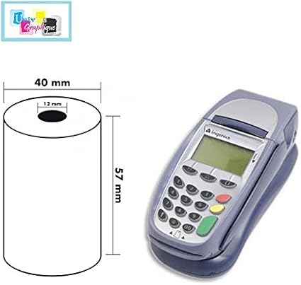 Pack de 50 rollos de papel para caja registradora térmica para impresión Tarjeta de crédito recibos, tamaño 57 x 40 x 12 mm: Amazon.es: Oficina y papelería