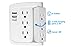 ECOPlugs 6 Outlet Swivel Wall Adapter, Swivel Outlet with USB Ports, Swivel Wall Tap Adapter White