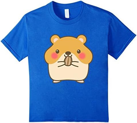 unisex-child Cute Hamster T-Shirt Blush Sweet Eyes 4 Royal Blue