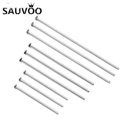 Laliva Accessories - 100pcs/lot Stainless Steel Hypoallergenic Flat Head Pins 20 30 40 50mm Length Eye Pin Headpins for DIY Jewelry Making 21 Gauge - (Color: Flat pin, Size: 0.7x20mm)