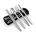 Roaming Cooking Reusable Travel Utensils with Case | Fork and Spoon Set with Knife, Chopsticks and Optional Reusable Straw– Office, Travel, or Camping Accessories| Lightweight Sturdy Reusable Utensils