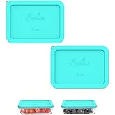 Sophico 3 Cup Rectangle Silicone Storage Cover Lids Replacement for Pyrex 7210-PC Glass Bowls, Container not Included (MINT, 2 Pack)