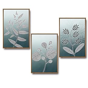 3 Piece Framed Canvas Wall Art for Living Room, Bedroom Leaf Theme Canvas Prints for Home Decoration Ready to Hang - 16"x24"x3 Panels