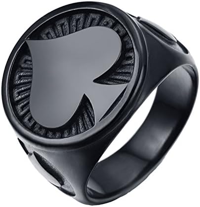 Jewelry Stainless Steel Black Plating Ace Of Spades High Polished Gothic Biker Tribe For Men's Rings