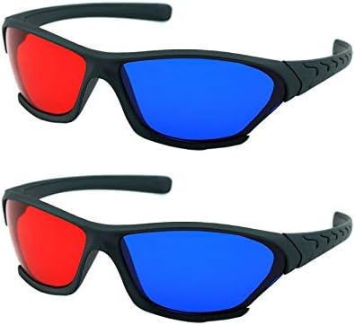 HONY Red and Blue 3D Glasses Anaglyph for Laptop and Mobile, Game DVD Green Frame (Pack of 2 Pieces)