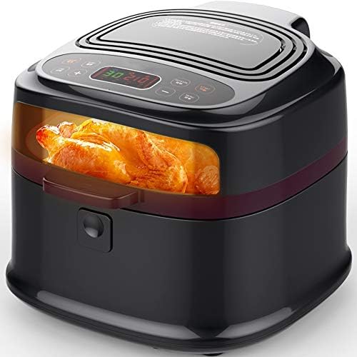 YXLAB -Chip Fryer Air Fryer, 8L Smart Fumeless Fries Machine for Healthy Low Fat Cooking Adjustable Temperature Control and Timer-1400W - Black