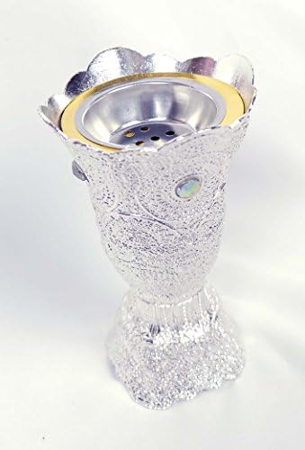 Arabian Patterned Metal Decorative Bakhoor Incense Burner Censer (Silver)