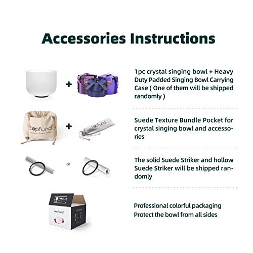 TOPFUND A Note Crystal Singing Bowl Third Eye Chakra 8 inch with Heavy Duty Carrying Case and Singing Bowl Suede Striker - Image 4