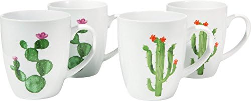 Gepolana 4-Pack Coffee Mugs Green Cactus