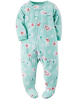 Carters Infant Girls Plush Holiday Polar Bear Blanket Sleeper Blue Sleep Play