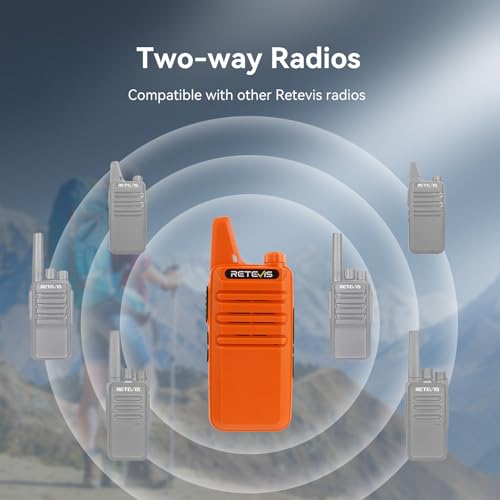 Retevis RT22 Rechargeable Walkie Talkies, Long Range Two Way Radio for Adults, Portable Handheld Radio, Voice Activated, Emergency Alarm, Outdoor Hiking Travel(4 Pack, Orange)