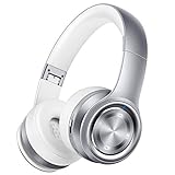 Picun P26 Bluetooth Headphones Over Ear 40H Playtime Hi-Fi Stereo Wireless Headphones Deep Bass Foldable Wired/Wireless/TF for Cell Phone/PC Bluetooth 5.0 Wireless Headset with Mic (Platinum Grey)