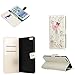 iPhone 6 Plus Case (5.5)- Mavis's Diary 3D Handmade Bling Crystal Rhinestone Diamond Butterfly Flower PU Leather Wallet Case Magnetic Clasp Credit Card Holder Folio Case with Dust Plug - White