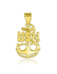 US Navy 14 K Gold fouled Anchor Colgante Collar