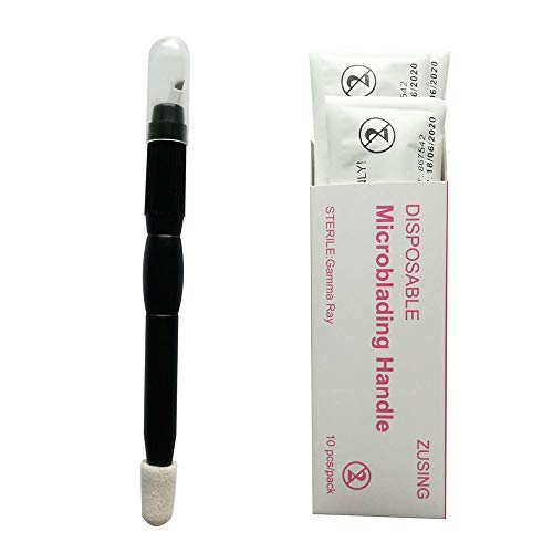 ZUSING Very Sharp Disposable Microblading Pens 9 Needles with Pigment Sponge Microblading Pen Disposable 10 pcs/pack (Black)